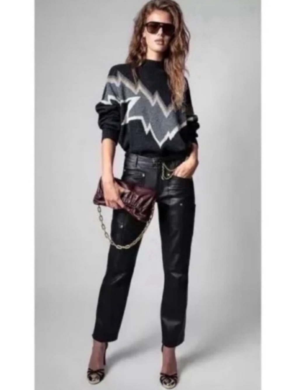Zadig & Voltaire Authentic Black Player Leather Pants, Size M, NWT